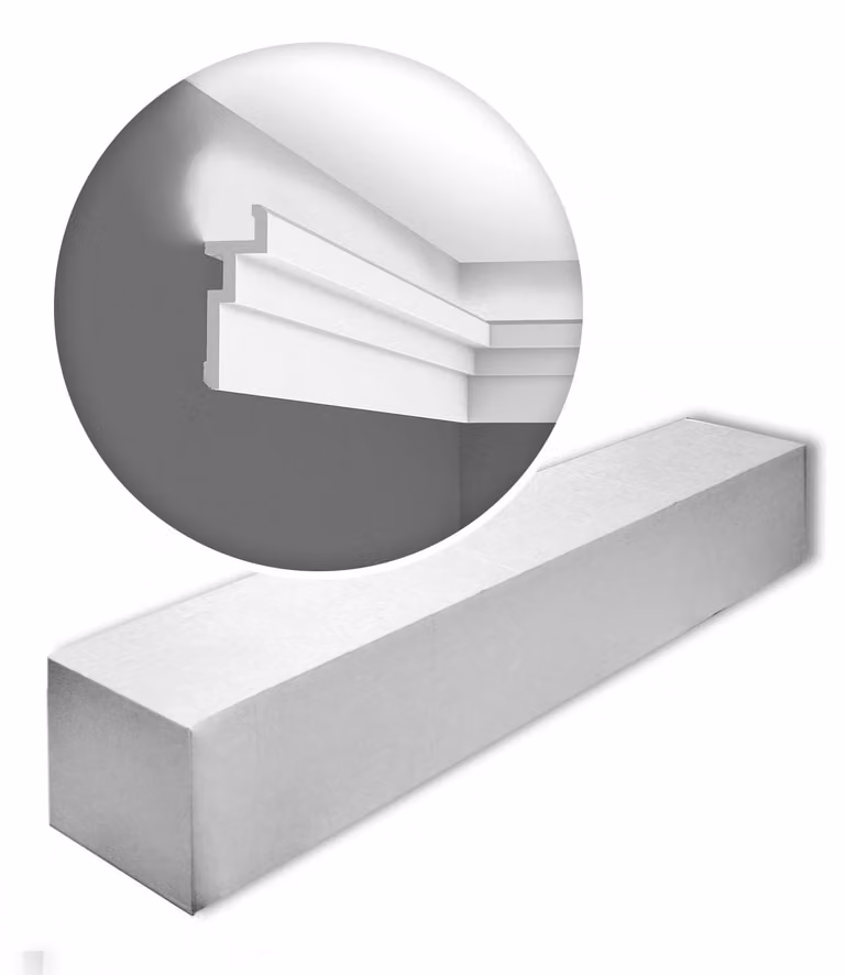 Orac Decor CX196-box MODERN U-STEPS1 Cartone con 12 strisce decorative Cornice per soffitto Illuminazione indiretta stile moderno colore bianco | 24 m