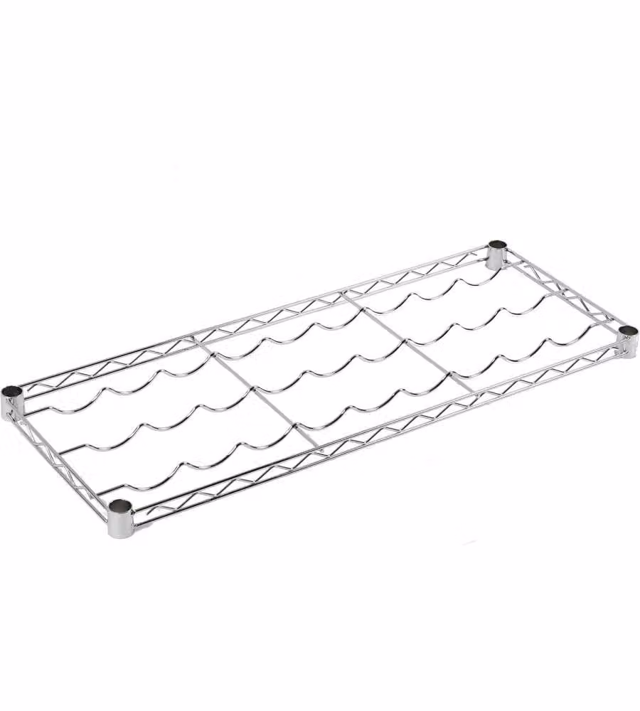 Archimede Ripiano Portabottiglie Cromato 91x36 cm per 9 Bottiglie