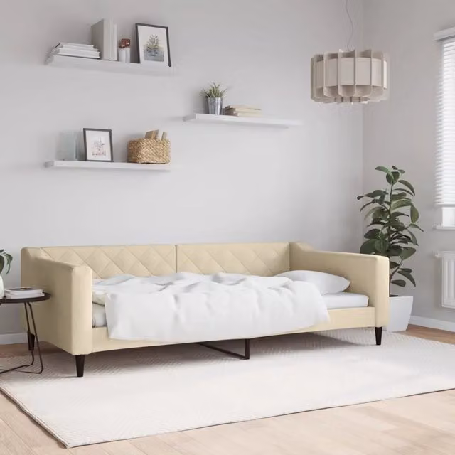 Letto da giorno beige vidaXL con struttura imbottita L: 100 cm, P: 200 cm, H: 67 cm – 1