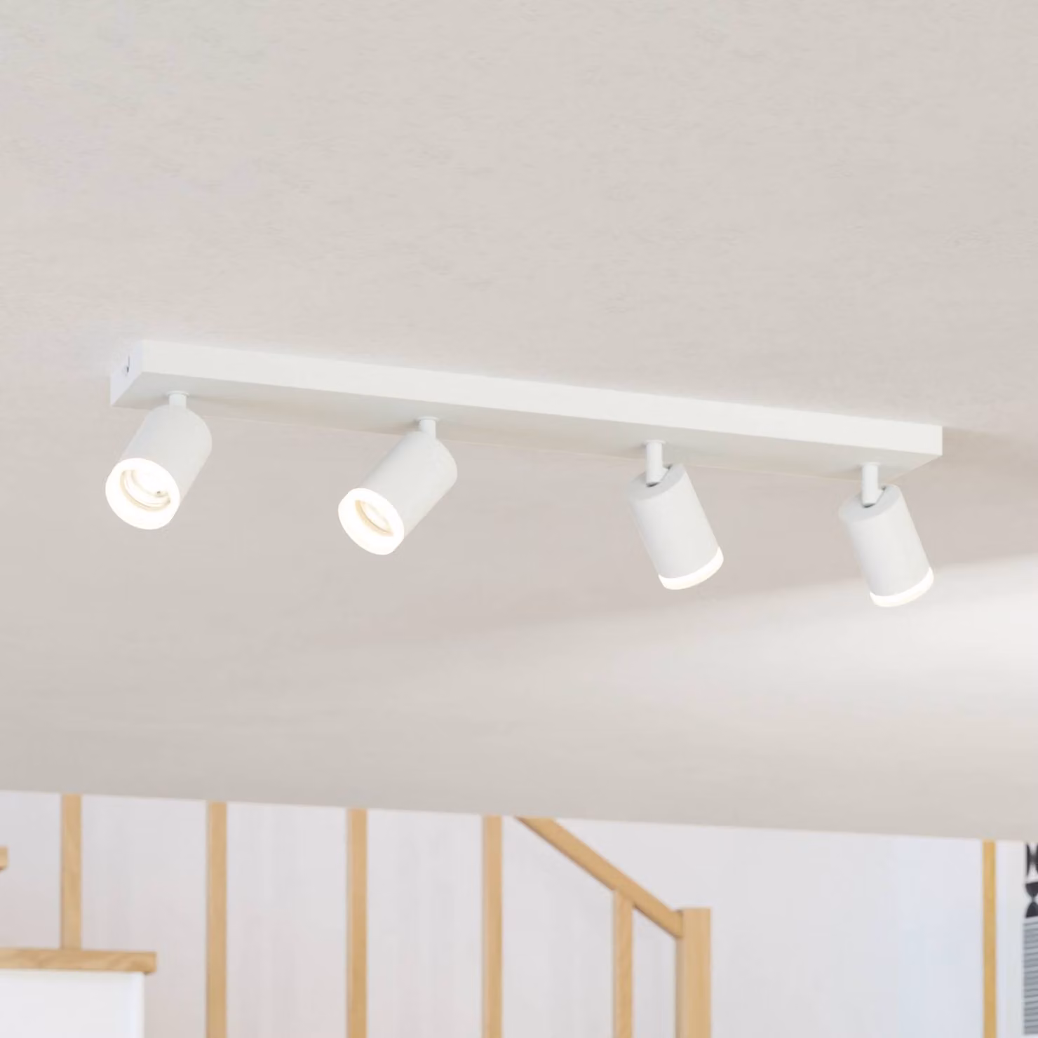 EGLO connect Faretto LED Smart Melitello-Z, a 4 luci, bianco dimmerabile, Bianco / Opale, Soggiorno / Sala da pranzo, Alluminio, Moderno