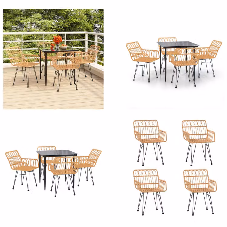 vidaXL set da pranzo da giardino 5 pezzi in poly rattan - set da pranzo da giardino - set da pranzo da terrazza - set da pranzo da esterno
