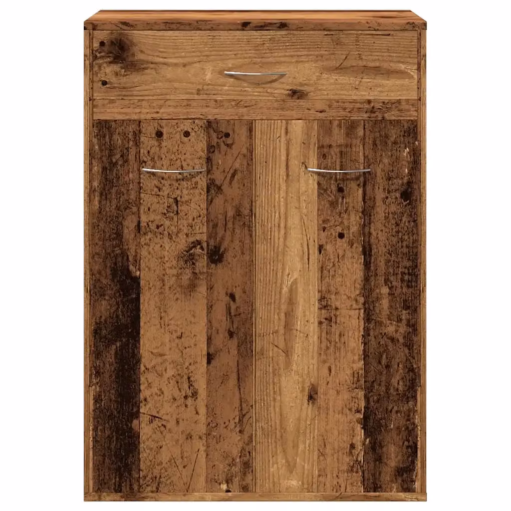 Scarpiera vintage HELLOSHOP26 in legno composito marrone con ante a battente e ripiani interni, L: 60 cm, P: 35 cm, H: 84 cm – 2