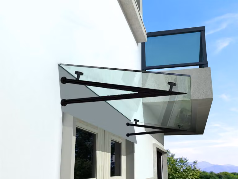 Glaswerk Westfalen - (V) Tenda parasole in vetro trasparente, dimensioni 180x90 cm, completa di supporti SW