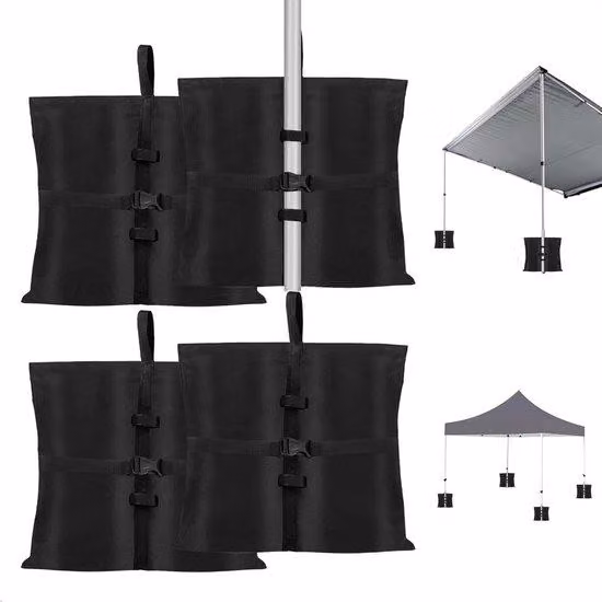Set di sacchetti per zavorra, 4 pezzi, in tessuto Oxford 600D, dimensioni 40 x 47 cm, adatti per tende da festa, tende da spiaggia, gazebo e ombrelloni.