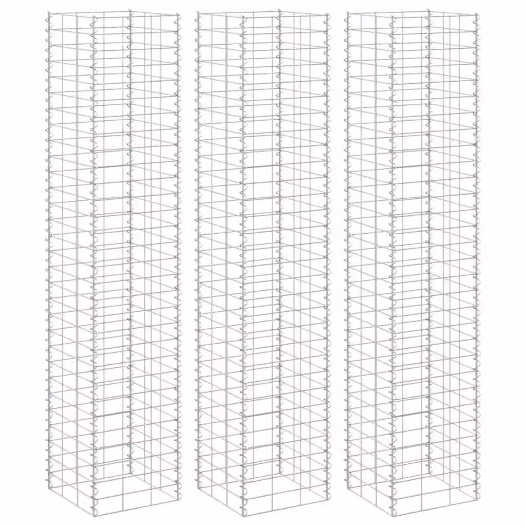 vidaXL Fioriere Rialzate a Gabbione 3 pz 30x30x150 cm in Ferro