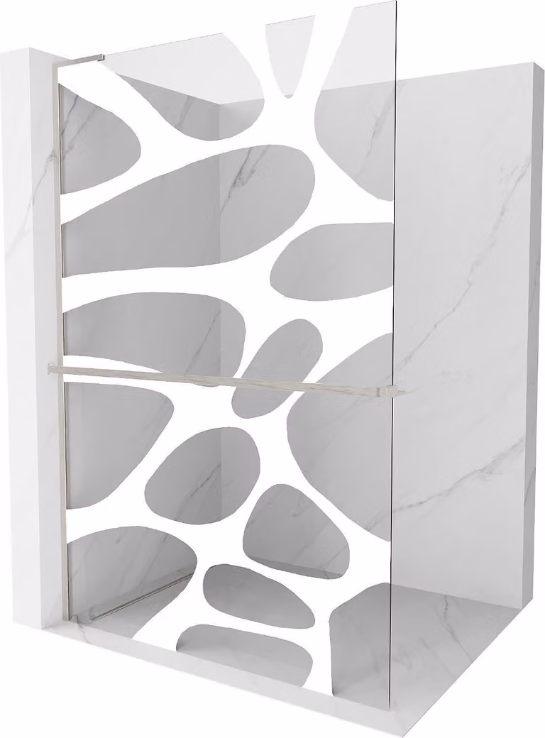 Mexen Kioto+ L parete doccia con ripiano Walk-in 100 x 200 cm, onda bianca, nichel spazzolato - 800-100-123-97-97
