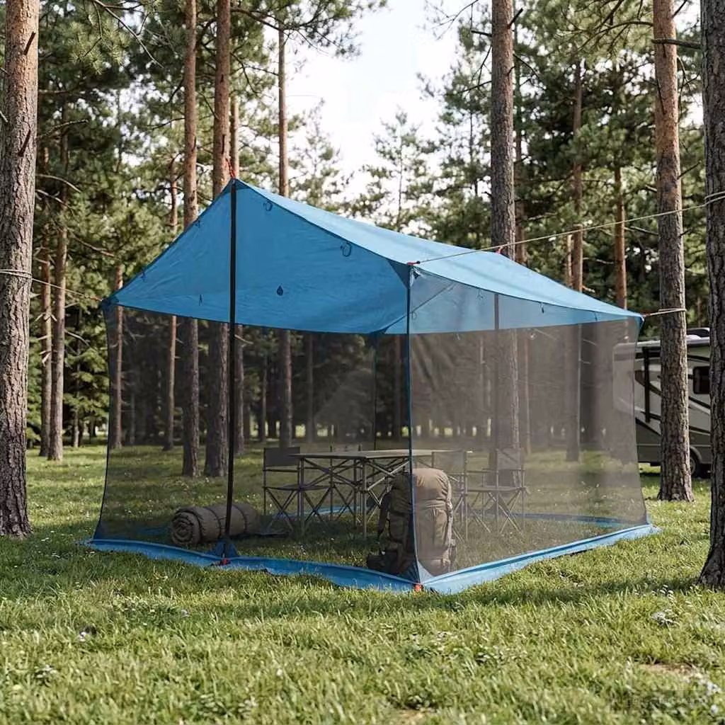 Telo da campeggio vidaXL con pareti in rete blu L: 340 cm, P: 260 cm, H: 220 cm