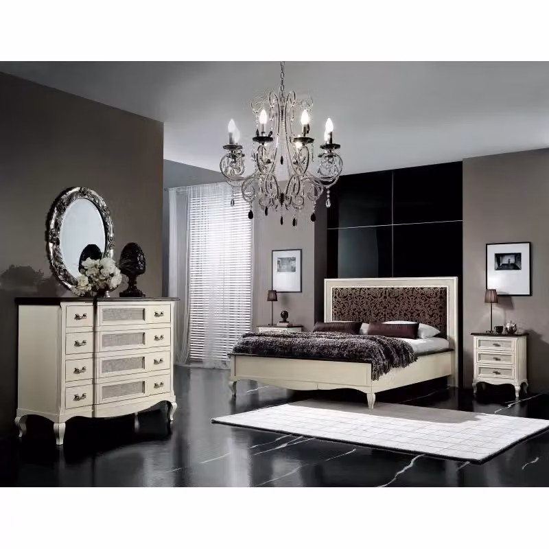 Cassettiera shabby chic in legno e rattan bicolore bianco e marrone Mobili 2G L: 124 cm, P: 55 cm, H: 105 cm – 4