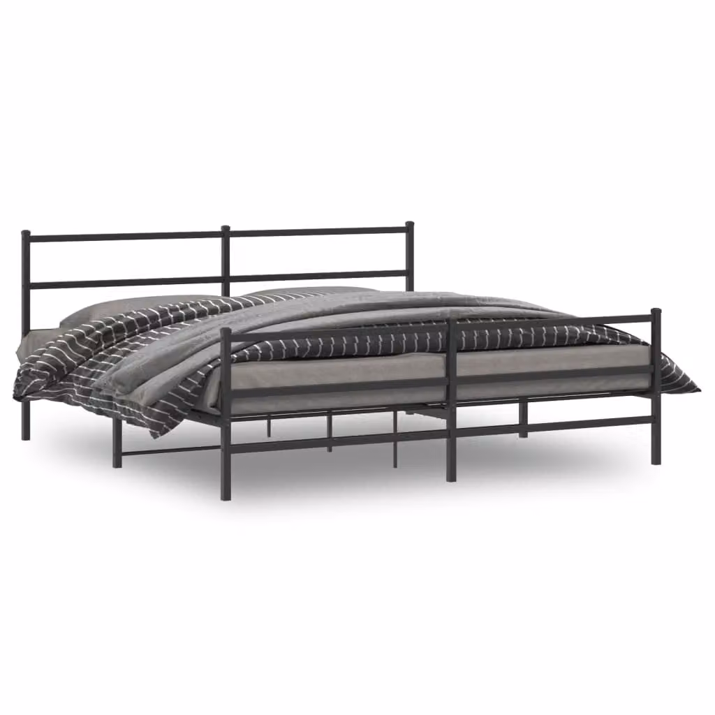 vidaXL Giroletto con Testiera e Pediera in Metallo Nero L: 198 cm, P: 207 cm, H: 90 cm