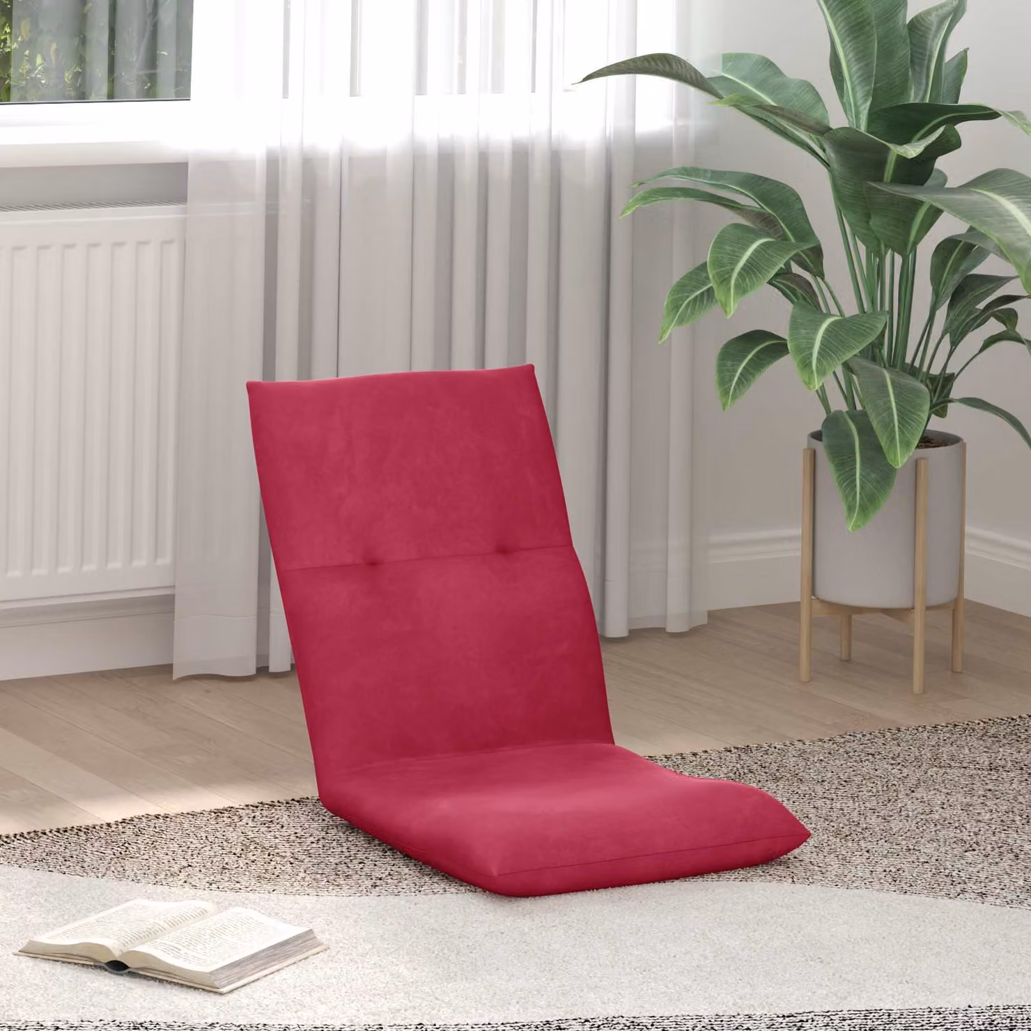 Sedia a pavimento regolabile vidaXL in velluto rosso vino