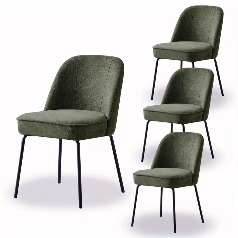 Sedia da pranzo - Sedia - Sedia a conchiglia - Sedia da cucina - Sedia da soggiorno - Set da 4 - Rivestimento in cotone e lino