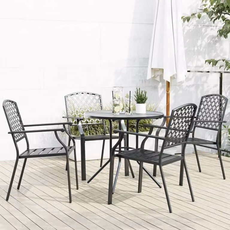 Maison Exclusive - Set di sedie da giardino, 5 pezzi, impilabili, in acciaio verniciato a polvere