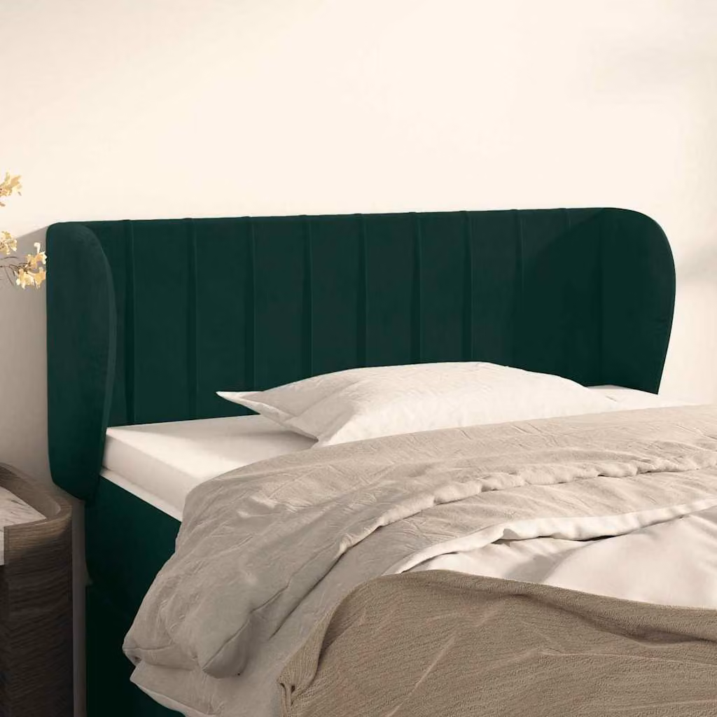 Testiera ad orecchio vidaXL in velluto verde scuro L: 83 cm, P: 23 cm, H: 78-88 cm