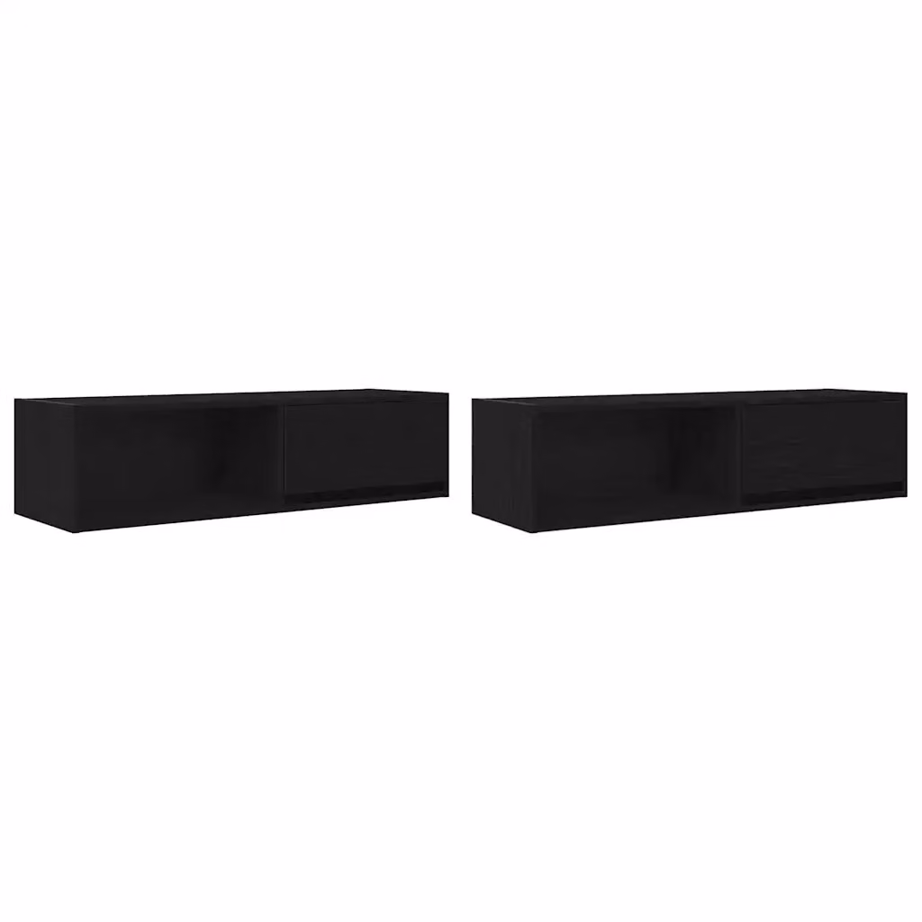 Set di 2 mobili TV sospesi vidaXL in legno multistrato nero, L 100 cm x P 31 cm x H 25,5 cm – 2