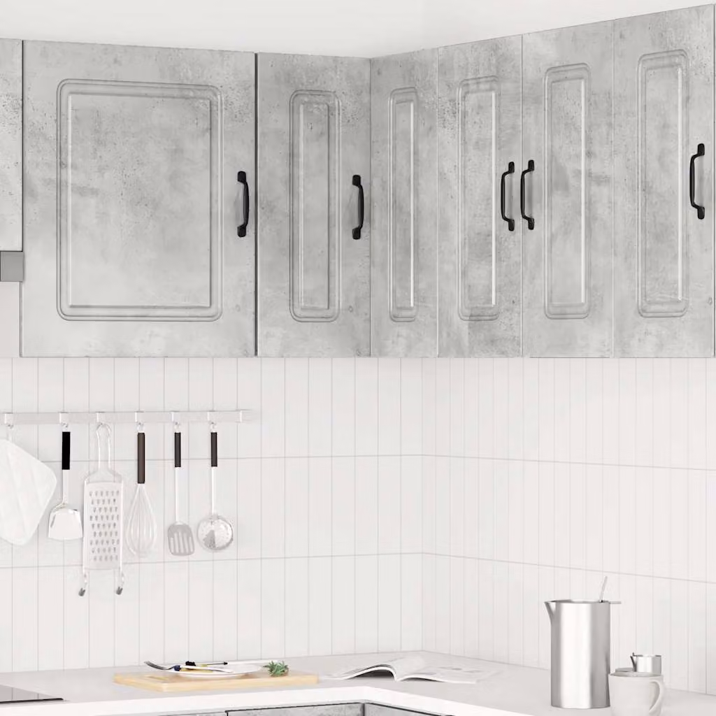 Pensile da cucina ad angolo Kalmar vidaXL, colore grigio cemento, in materiale composito e MDF con ante a battente e finitura opaca, L: 60 cm, H: 57 cm, P: 57 cm