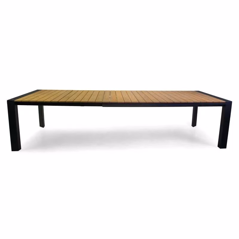 Tavolo allungabile Saigon Vacchetti in alluminio antracite con top in teak, L: 200/260/320 cm, P: 100 cm, H: 76 cm – 2