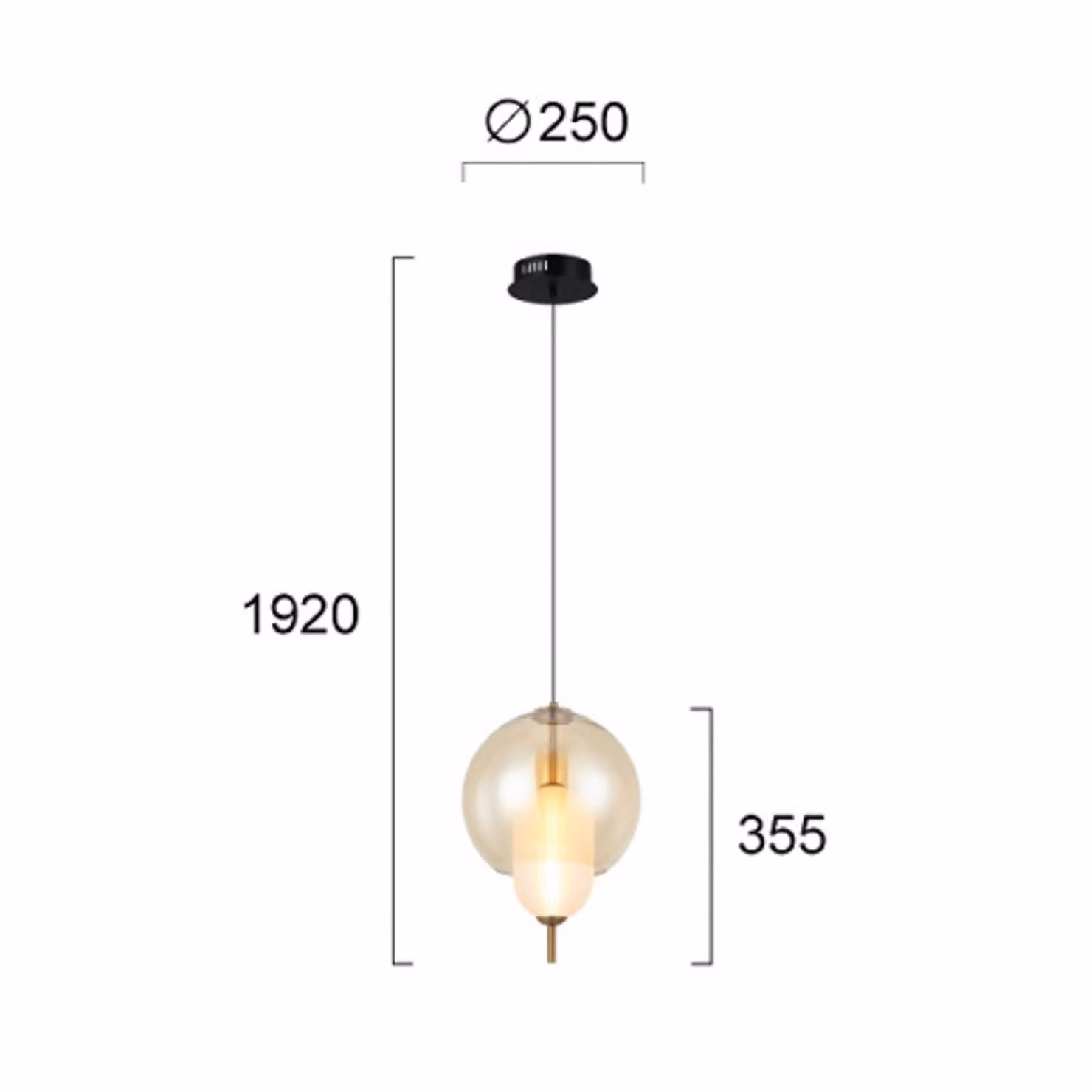 Viokef Lampada a sospensione in vetro Adol, Crema / Ambra, Soggiorno / Sala da pranzo, Vetro, Lampada a sospensione