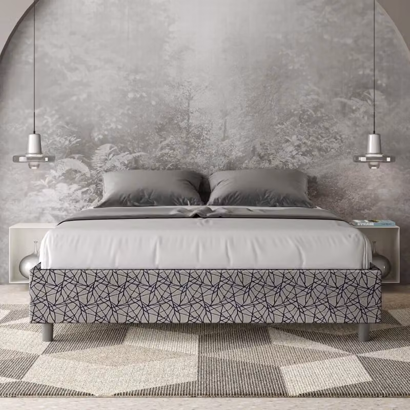 Letto Sommier Matrimoniale Ityhome con Contenitore in Tessuto Era Azelia Blu L/P/H: 160 x 200 cm – 2