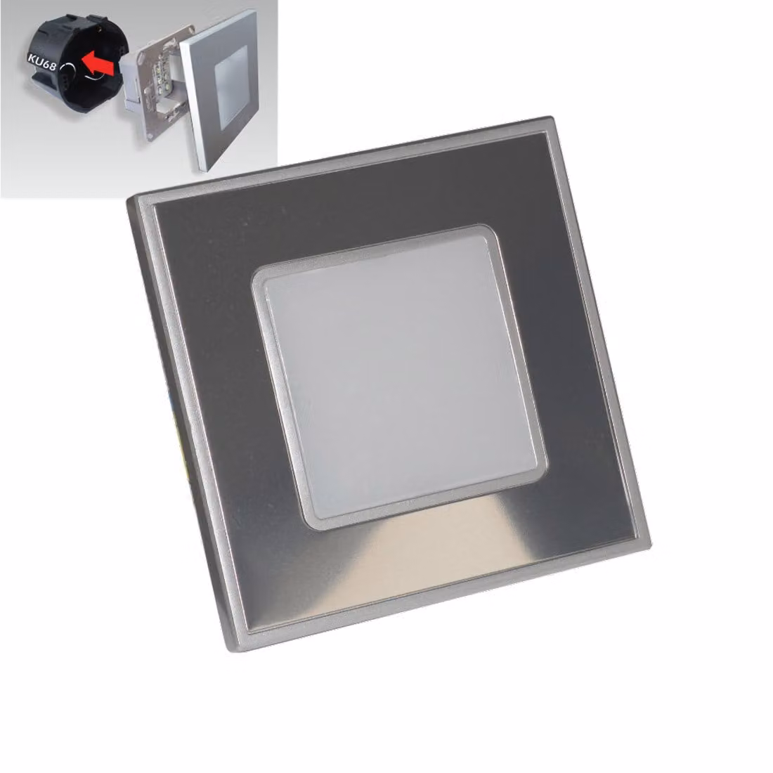 Illuminazione a LED a gradini 1W, 60lm, 4000K, specchio/acciaio inox L: 86, L: 35, H: 86