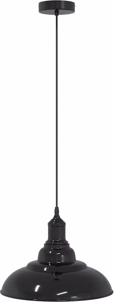 Lampada a Sospensione Regolabile E27 Nero Lucido Ø31 cm Metallo