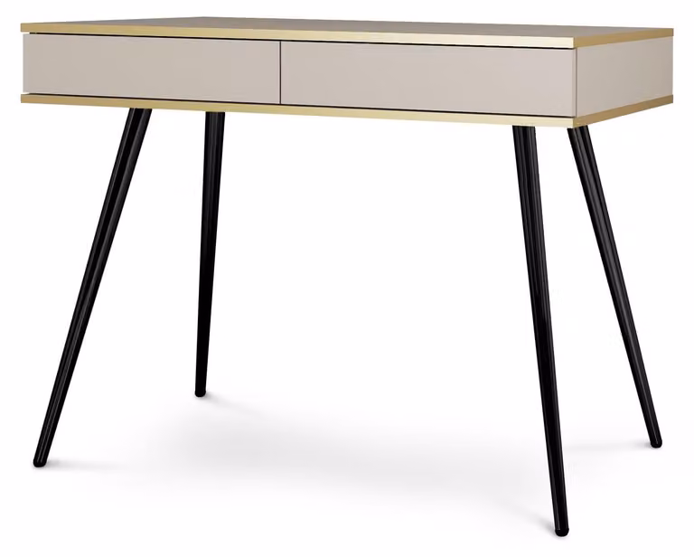 Comodino Meva, colore beige, gambe nere