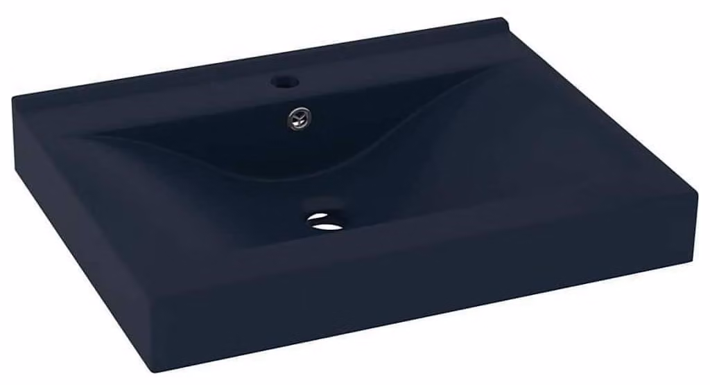 Lavabo rettangolare in Vetroceramica, 60x46 cm, blu scuro