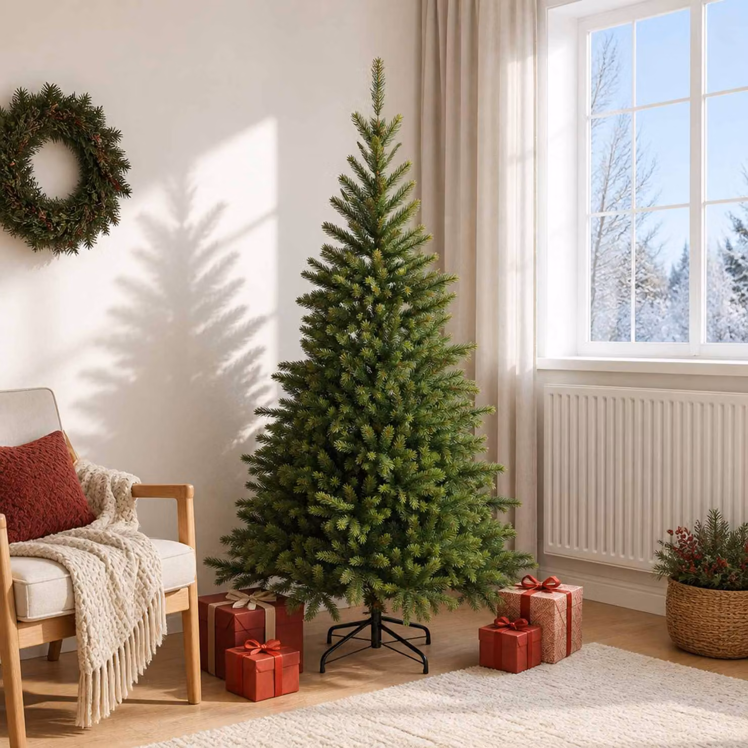 vidaXL Albero di Natale Artificiale con Rami Pieghevoli 180 cm