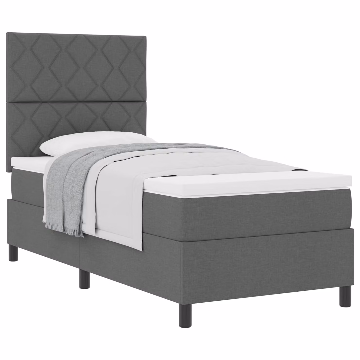 Letto a molle con testiera vidaXL in tessuto grigio, L 100 x P 200 cm