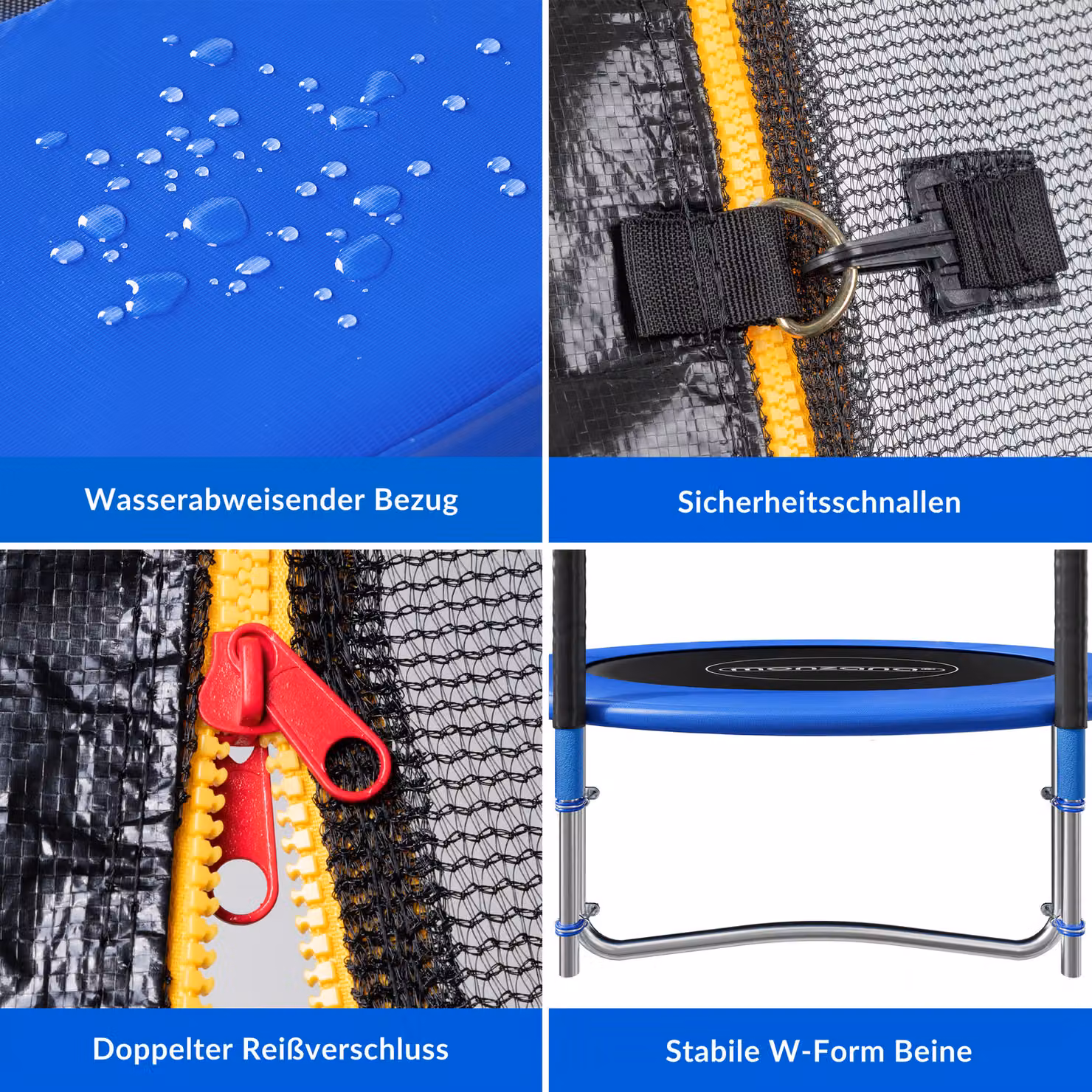 Trampolino Monzana con rete di protezione blu Ø305 cm certificato GS – 3