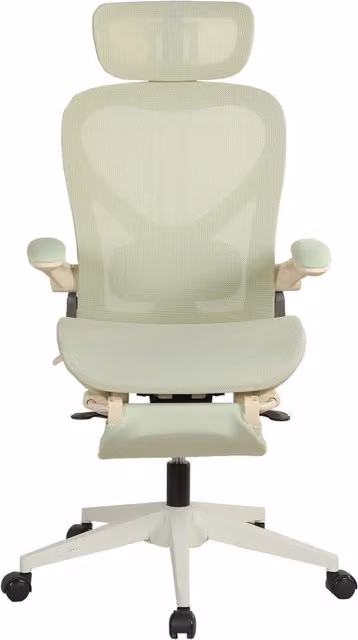 Sedia da ufficio ergonomica moderna con poggiatesta, braccioli e schienale in rete verde per home office