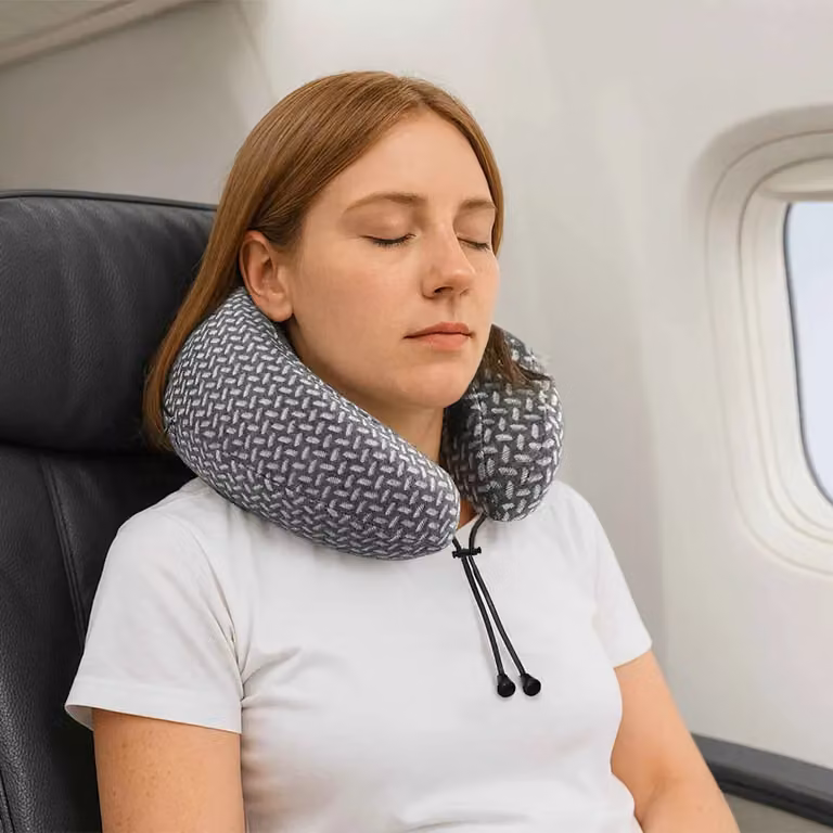 Cuscino da viaggio per il collo vidaXL in memory foam grigio con rivestimento traspirante e rimovibile
