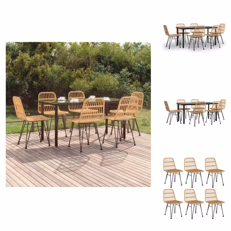 vidaXL Set da pranzo da giardino 7 pezzi in rattan - Set di mobili da giardino