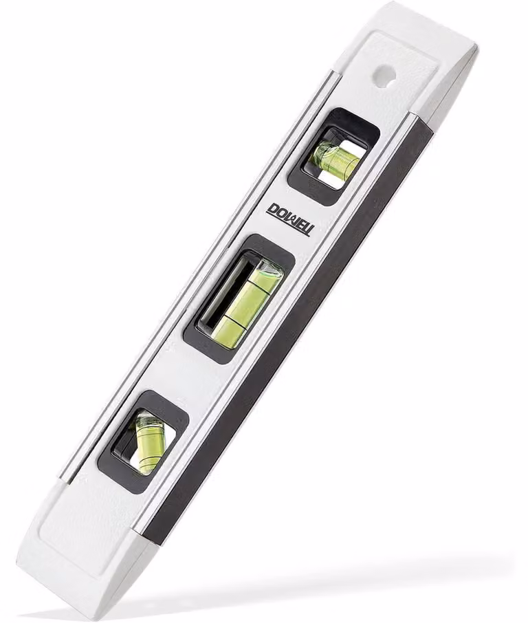 Livella a bolla magnetica per torpedini, 23 cm, mini, con telaio in alluminio, angoli di 180/90/45 gradi, colore bianco, confezione singola