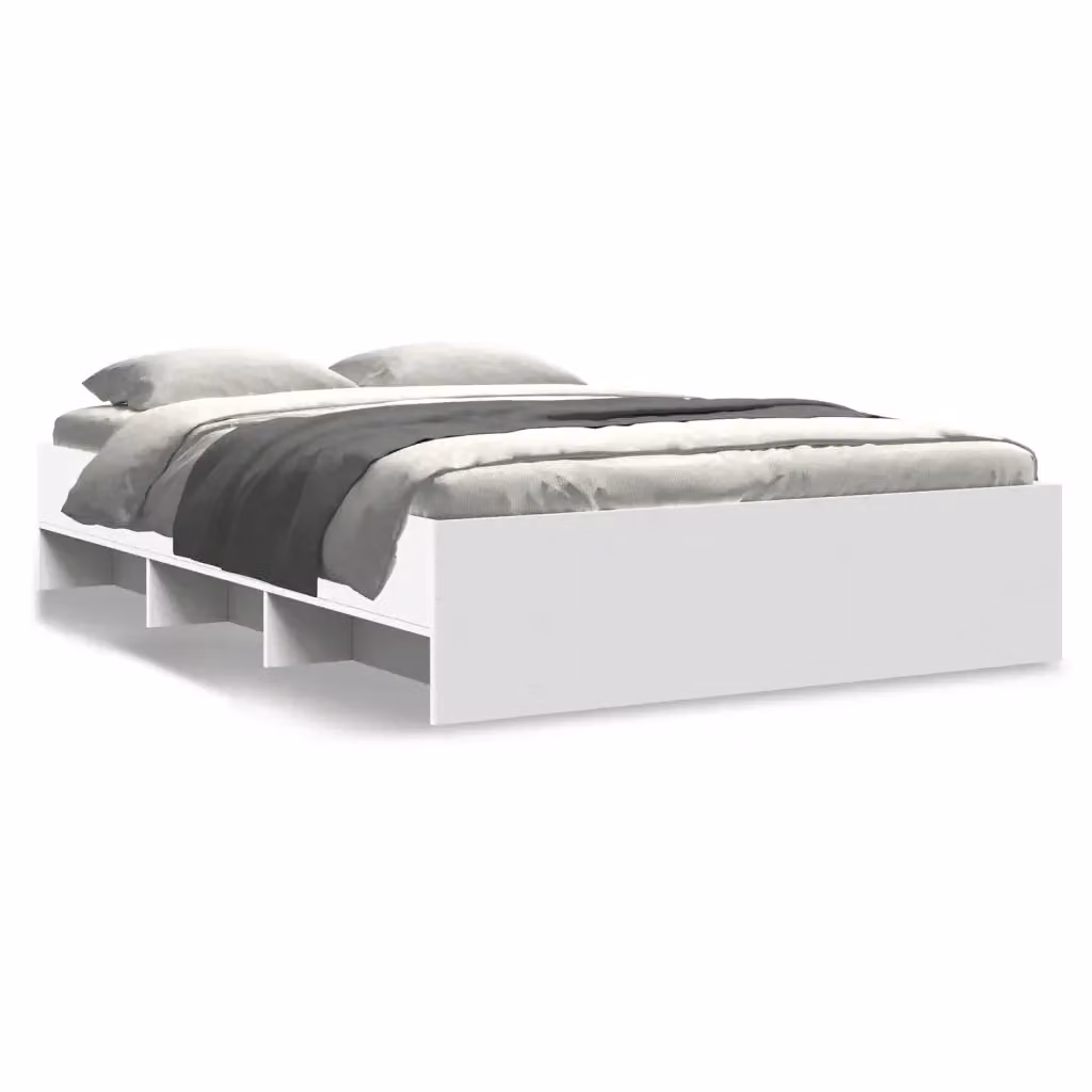 vidaXL Giroletto Bianco in Legno Multistrato con Doghe Fisse L: 138 cm, P: 193 cm, H: 35 cm – 2