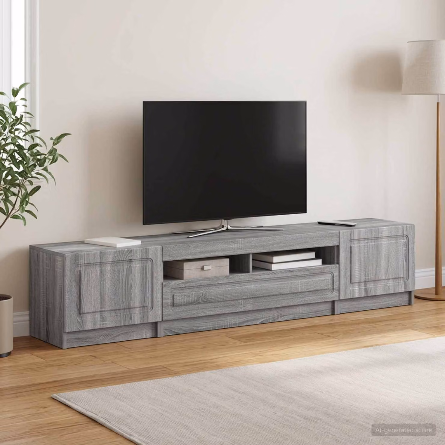 Mobile TV LED vidaXL UTRECHT in legno ingegnerizzato MDF colore grigio e Sonoma per il tuo soggiorno