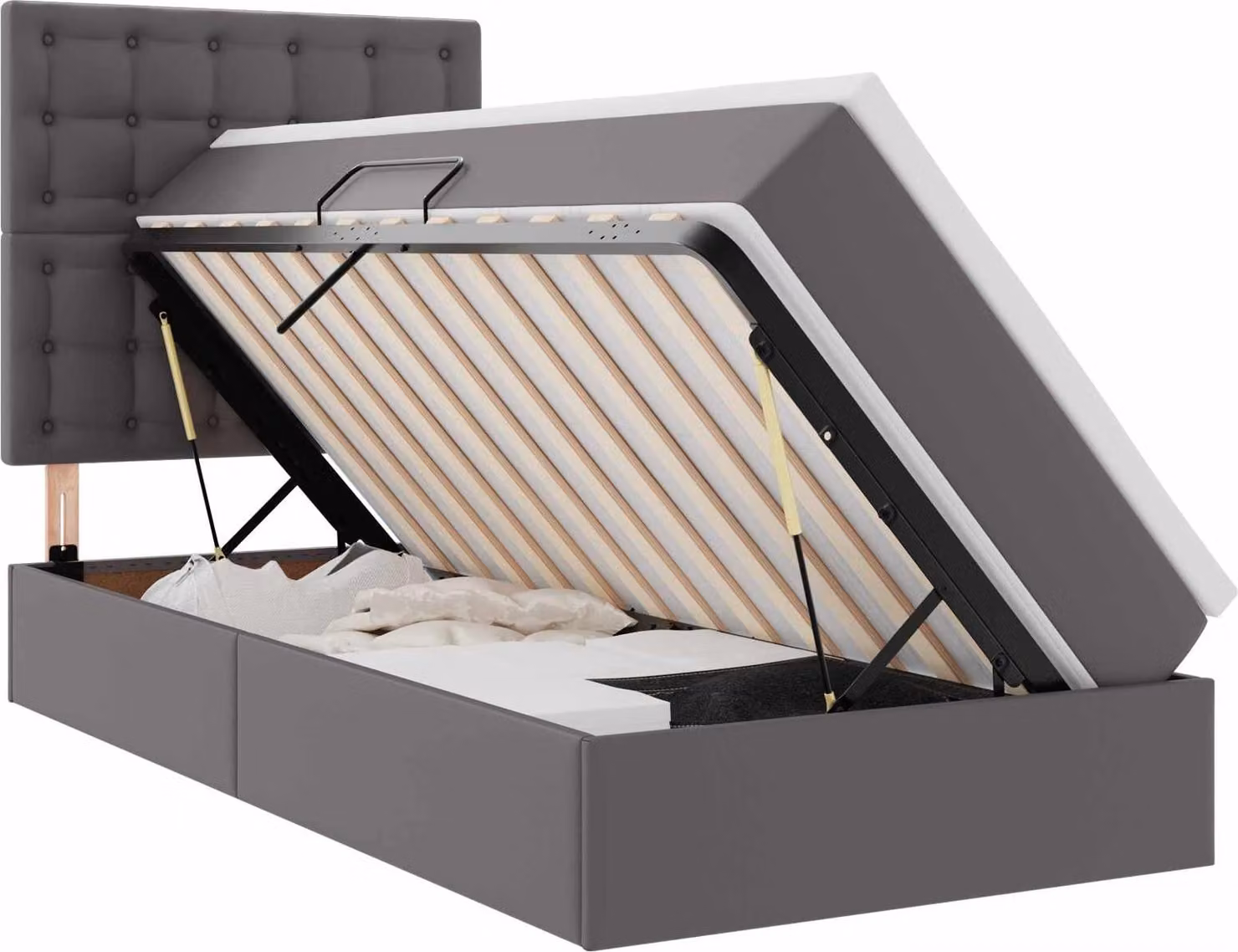 Letto con Contenitore Grigio 100 x 200 cm
