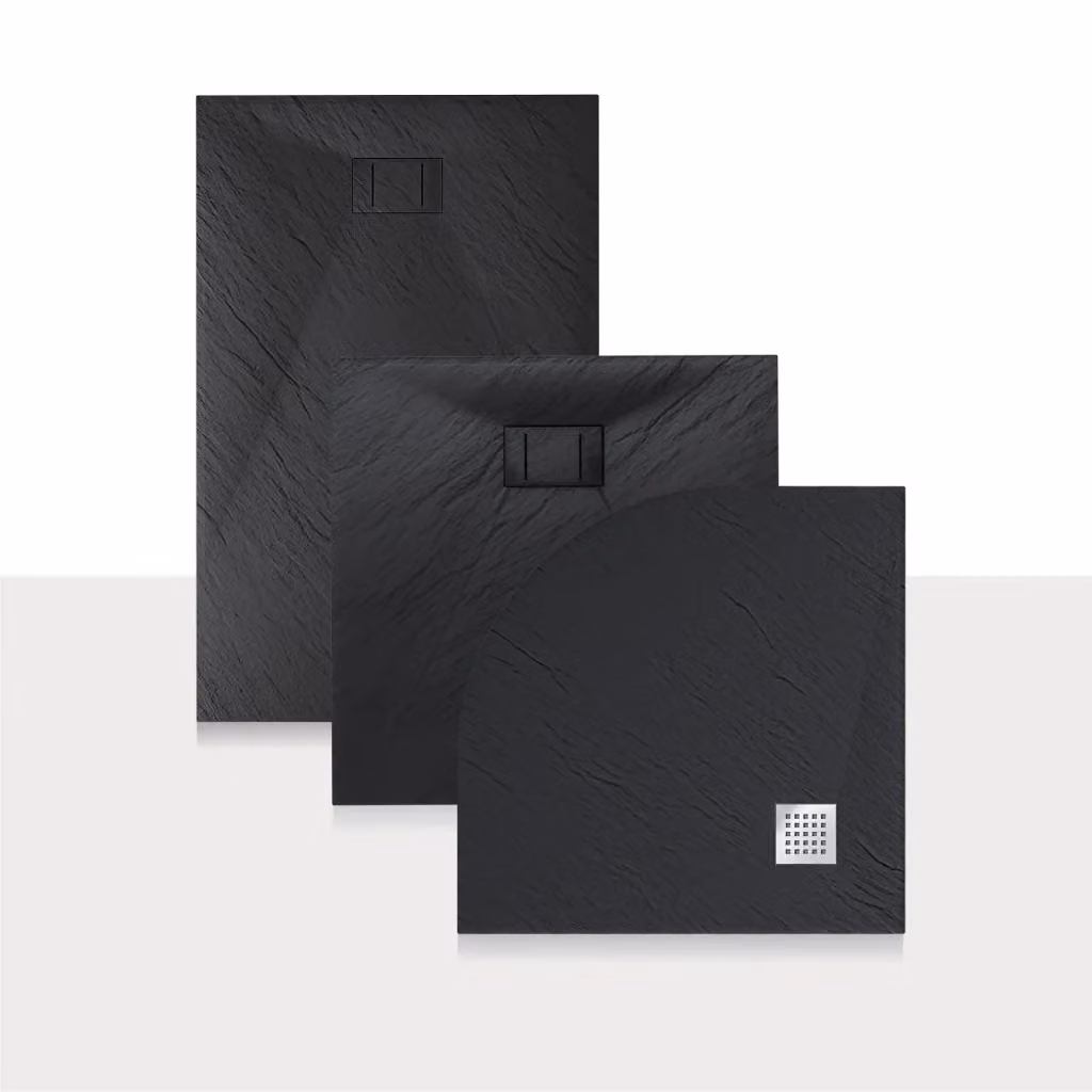 Piatto doccia rettangolare IDRALITE mod. Blend in acrilico colore antracite effetto pietra L: 170 cm, P: 70 cm, H: 2,6 cm – 2