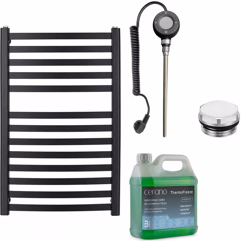 Set di radiatori elettrici da bagno Paolo - Wi-Fi - 600W - nero opaco - 850x550 mm