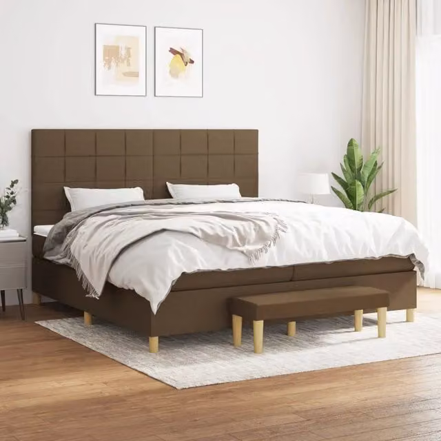 Letto Ibrido con Giroletto a Molle e Materasso vidaXL Marrone e Bianco L/P/H: 200 x 200 x 28 cm