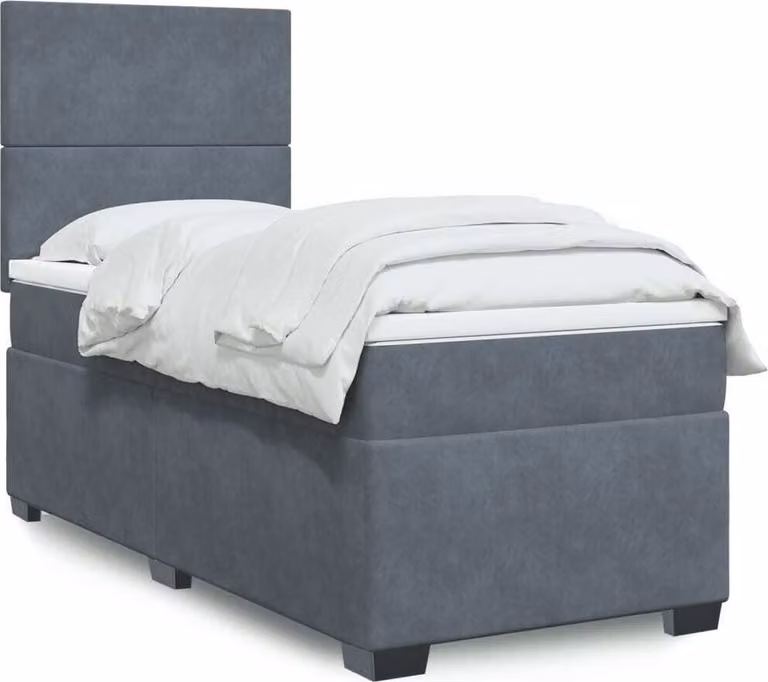 Maison Exclusive - Giroletto a Molle con Materasso Grigio Scuro 90x190 cm Velluto
