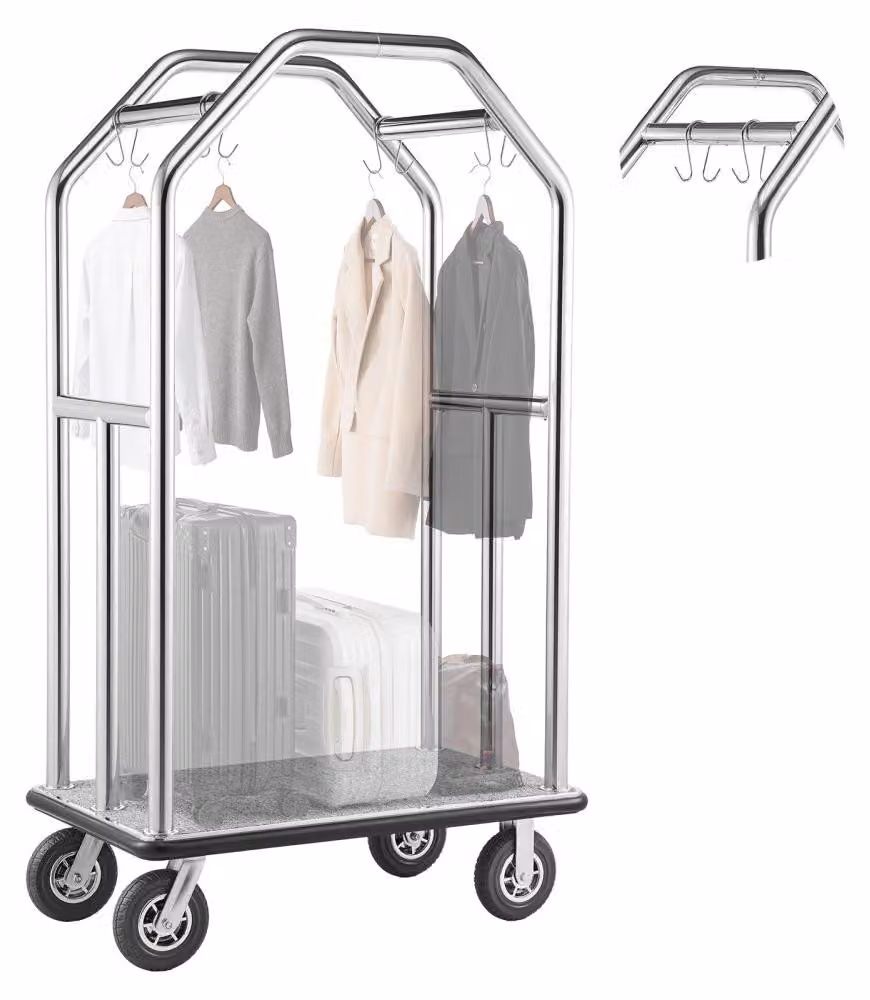 Carrello per bagagli - Carrello per bagagli da hotel - Capacità di carico: 680 kg - Diametro delle ruote: 20 cm