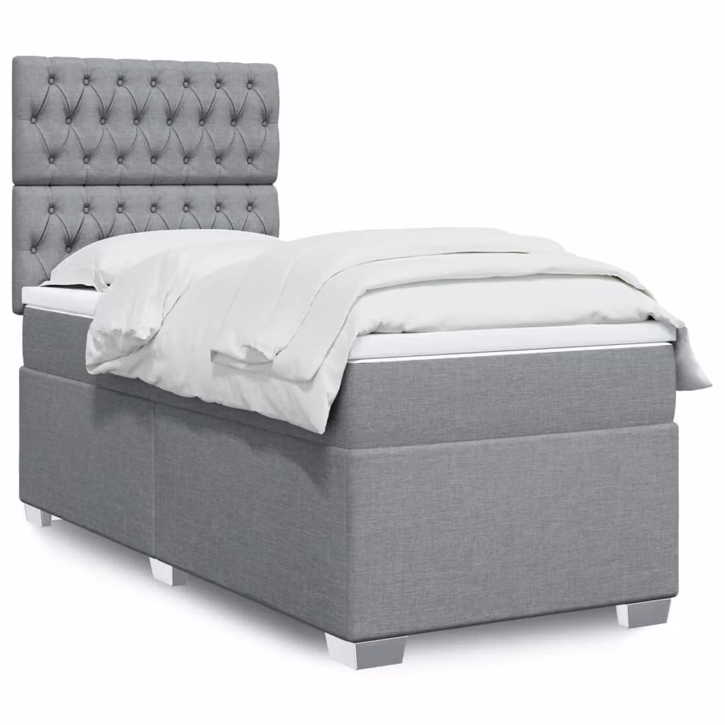 vidaXL Letto Ibrido con Materasso a Molle Insacchettate Grigio e Bianco L/P/H: 80 x 200 cm