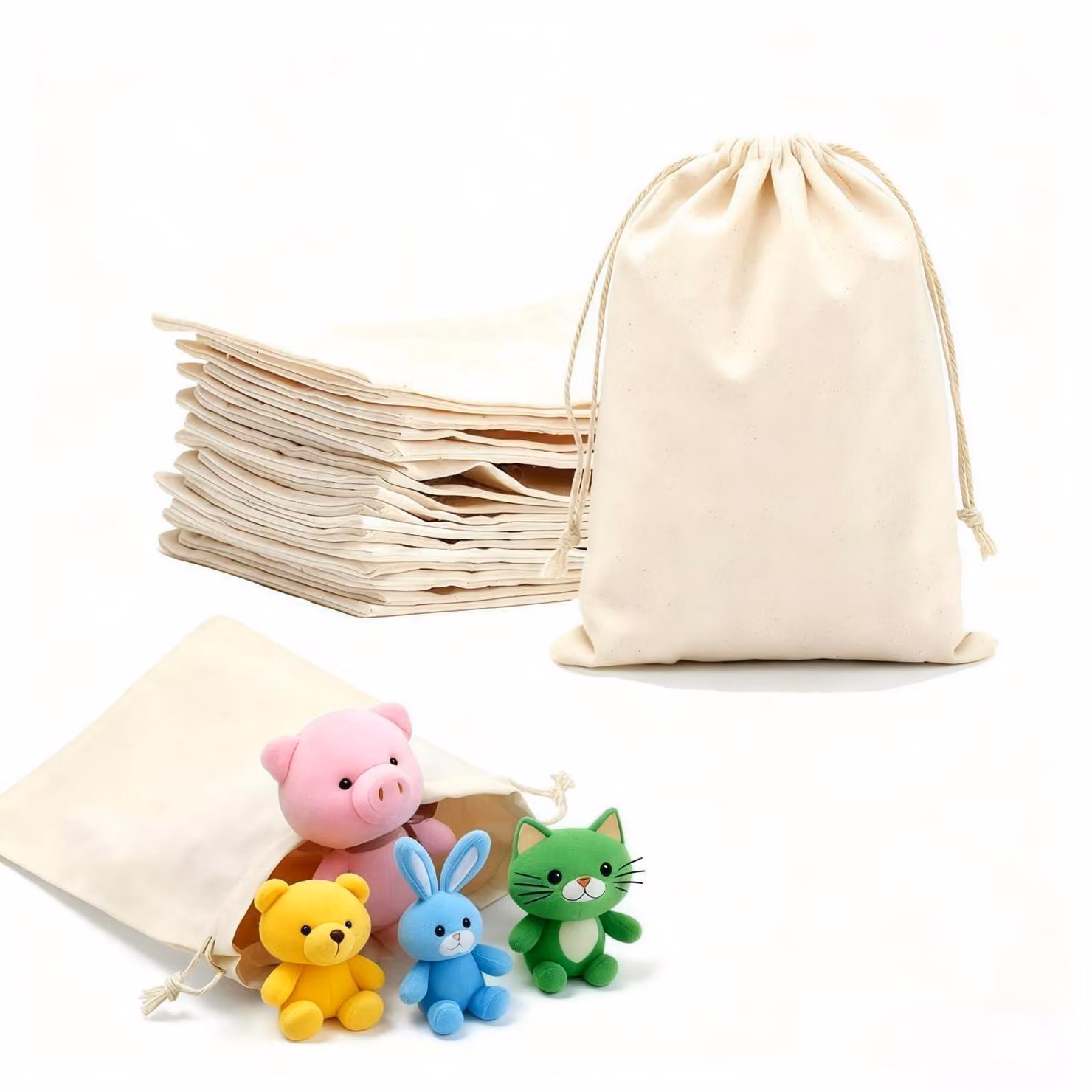 Sacchetti di cotone con coulisse, dimensioni 15x20 cm, confezione da 12 pezzi, ideali per riempire calendari dell'Avvento o per confezioni regalo fai-da-te