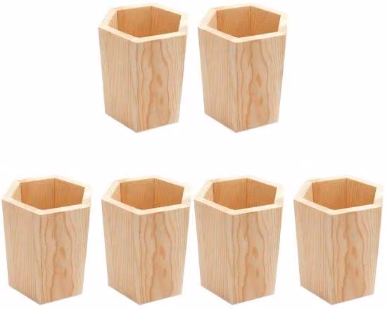 Set di portamatite in legno da 6 pezzi, organizer da scrivania, contenitore da scrivania, sottovaso, piccolo accessorio da scrivania, supporto da scrivania per interruttori, portaoggetti da scrivania per matite