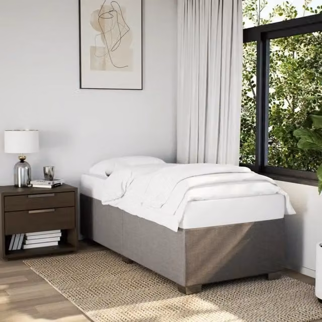 Struttura Letto con Giroletto Design Mania in Tessuto Tortora L 90 x P 200 cm