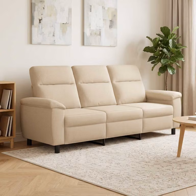 vidaXL Divano Moderno Lineare in Tessuto Beige con Struttura in Metallo L: 214 cm, P: 90 cm, H: 95 cm