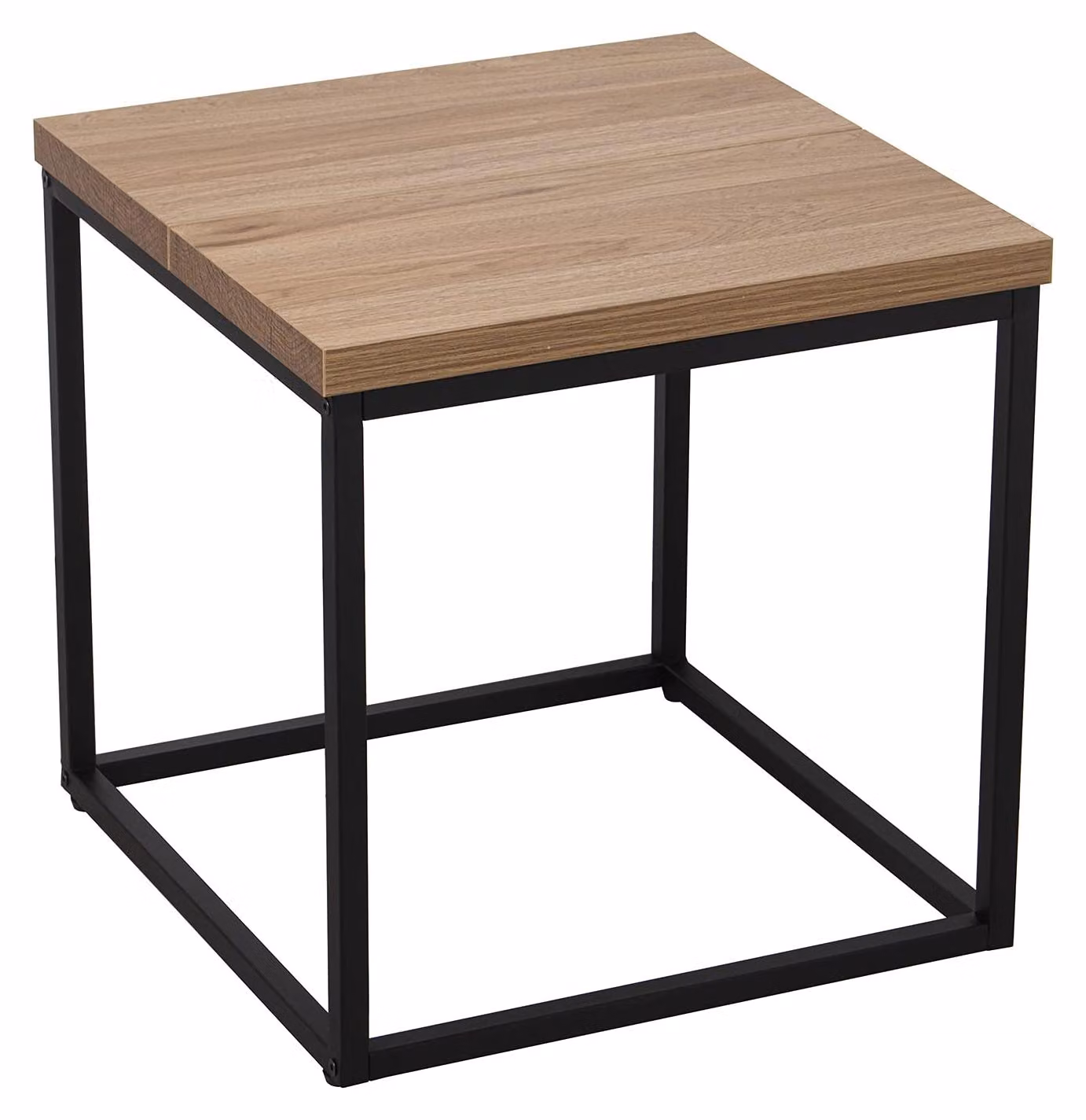 Tavolino in legno/metallo, 50x50x50 cm, colore naturale/nero