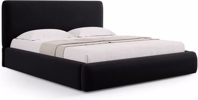 Letto con cassettone e testiera Colonel Cosmopolitan Design in velluto nero L: 180 cm, P: 200 cm – 1