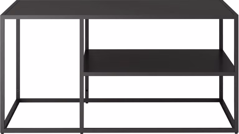 In And OutdoorMatch Tavolino Ara - Con ripiano - 45x90x60 cm - Nero opaco - Acciaio - Design moderno