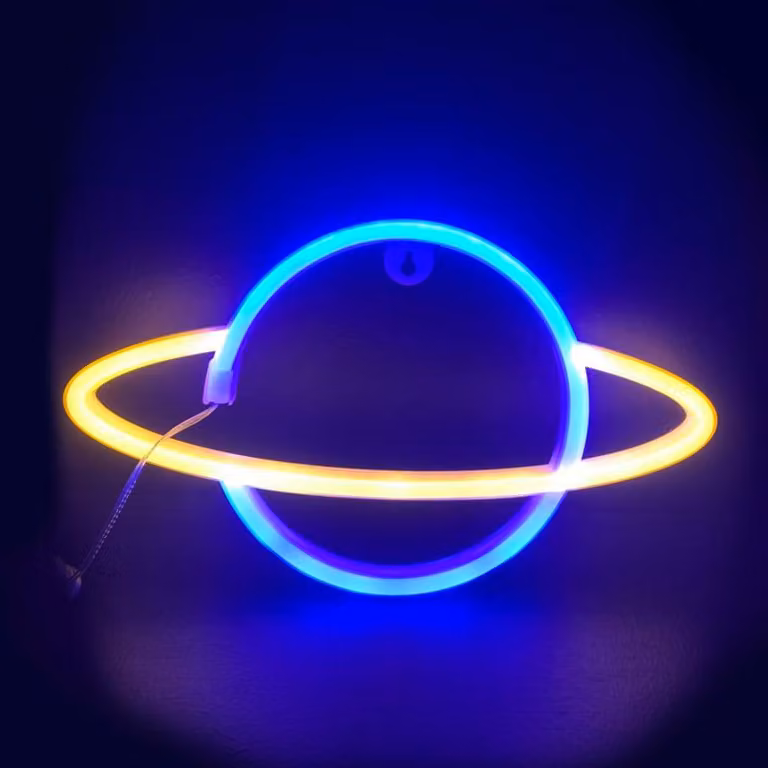 Illuminazione ACA PLANETA, 116 LED al neon, alimentazione a batterie (3xAA)/USB, oro + blu, grado di protezione IP20, 17,5 x 2 x 30 cm, X041166319